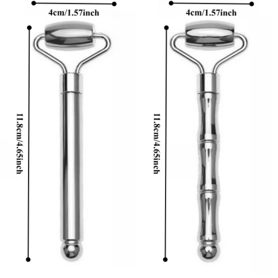 1PC Stainless Steel Facial Massage Roller, Gua Sha Tool for Face & Neck, Lifting & Depuffing, Anti-Aging Skincare Essential