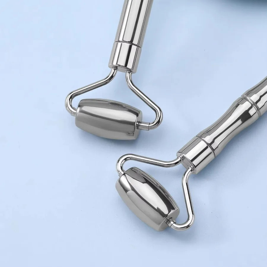 1PC Stainless Steel Facial Massage Roller, Gua Sha Tool for Face & Neck, Lifting & Depuffing, Anti-Aging Skincare Essential